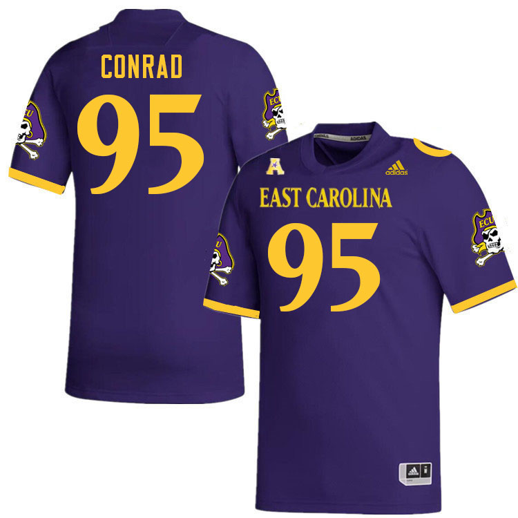 Men #95 Andrew Conrad ECU Pirates 2023 College Football Jerseys Stitched-Purple